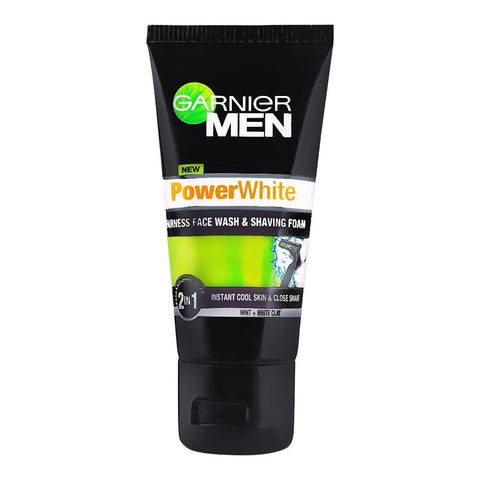 Garnier Men PowerWhite 2-In-1 Fairness Face Wash & Shaving Foam 50ml