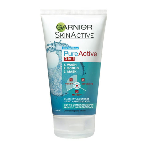 Garnier PureActive 3-in-1 (FaceWash/Scrub/Mask) - 50ml-skin-GARNIER-digimall.pk